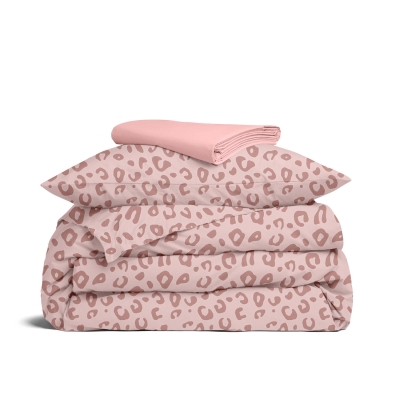Підліткова постільна білизна фланель з простирадлом на резинці PASTEL LEOPARD CS1