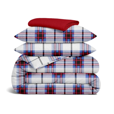 Двоспальна постільна білизна фланель з простирадлом на резинці SCOTTISH CHARM CS3