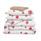 Сімейний комплект фланель з простирадлом на резинці SNOWFLAKES BERRY