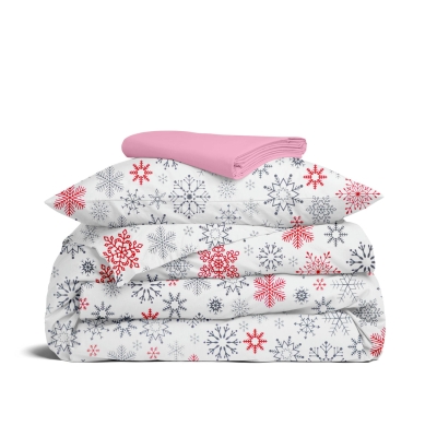 Підліткова постільна білизна фланель з простирадлом на резинці SNOWFLAKES CS5