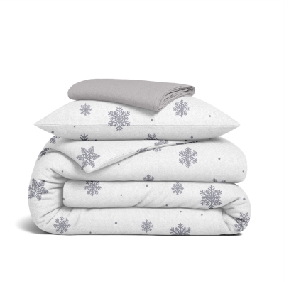 Дитяча постільна білизна фланель в ліжечко SNOWFLAKES SILVER CS6