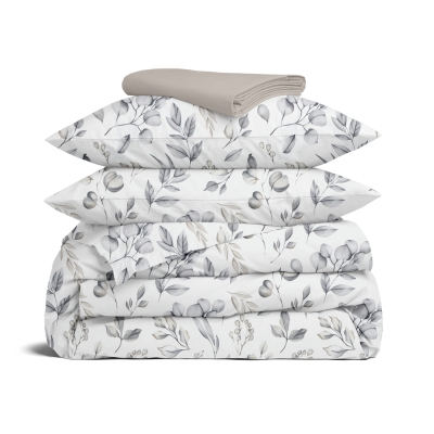 Двоспальна постільна білизна з простирадлом на резинці STEPPE FLOWERS CS8