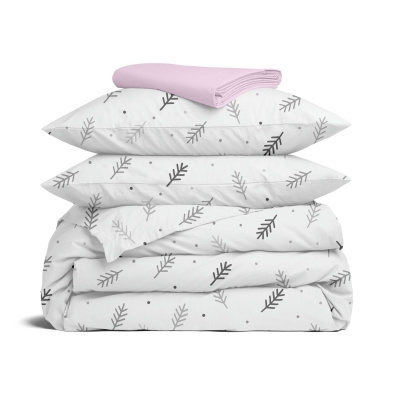 Двоспальна постільна білизна з простирадлом на резинці FROST BRANCHES CS2