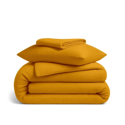 Підліткова постільна білизна муслін з простирадлом на резинці ORANGE CS1