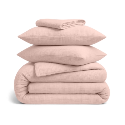 Полуторна постільна білизна муслін з простирадлом на резинці PUDRA