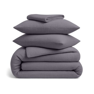 Полуторна постільна білизна муслін з простирадлом на резинці URBAN