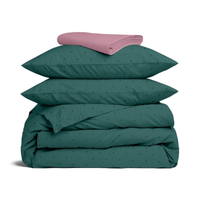 Двоспальна постільна білизна з простирадлом на резинці PETROL CS2