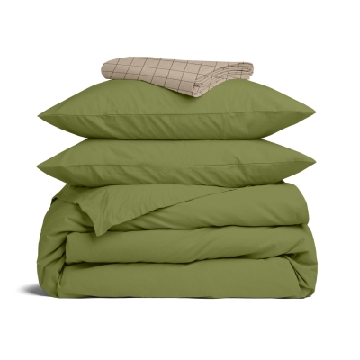 Двоспальна постільна білизна з простирадлом на резинці AVOCADO CS19