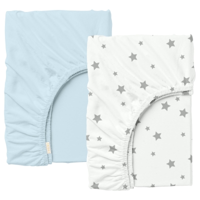 Набір простирадло на резинці 90х200 LIGHT BLUE / GREY STARS