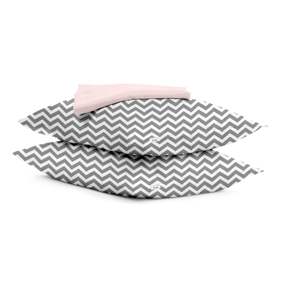 Набір наволочки і простирадло GREY ZIGZAG & SAKURA
