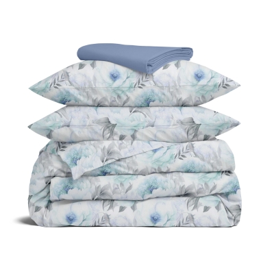 Сімейна постільна білизна з простирадлом на резинці SOFT PEONY CS7