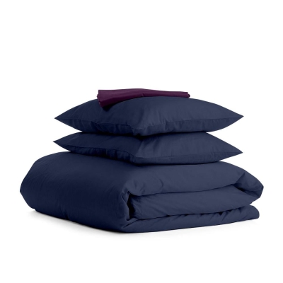 Полуторна постільна білизна сатин DARK BLUE CS7