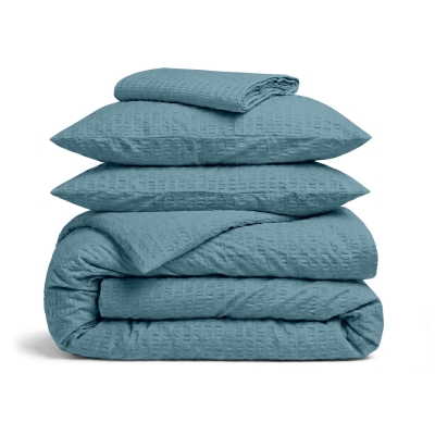 Сімейна преміум постільн з текстурованої бавовни з простирадлом на резинці AZURE