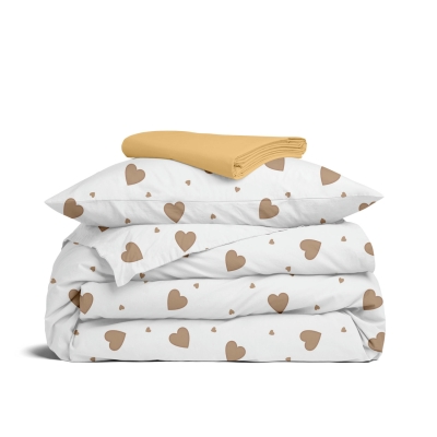 Дитяча постільна білизна в ліжечко BEIGE HEARTS