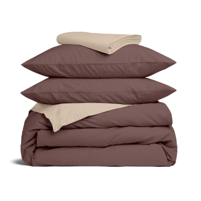 Двоспальна постільна білизна з простирадлом на резинці MOUSSE CS11