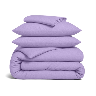 Двоспальна постільна білизна фланель з простирадлом на резинці LAVENDER CS1