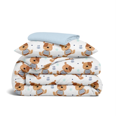 Підліткова постільна білизна фланель з простирадлом на резинці TEDDY BEAR CS1