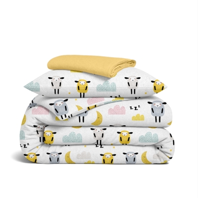 Дитяча постільна білизна фланель в ліжечко SHEEP YELLOW CS2