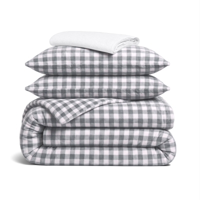 Двоспальна постільна білизна фланель з простирадлом на резинці SILVER CLOUD CS5