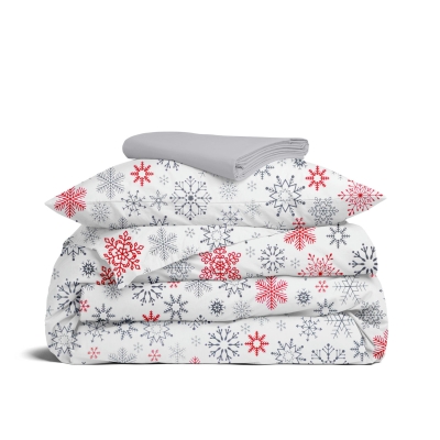 Підліткова постільна білизна фланель з простирадлом на резинці SNOWFLAKES CS6