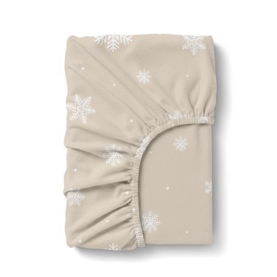 Простирадло на резинці в дитяче ліжечко 60х120 фланель SNOWFLAKES LATTE