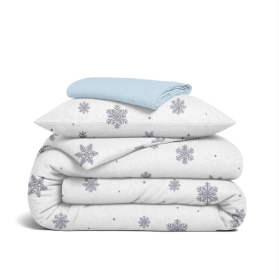 Дитяча постільна білизна фланель в ліжечко SNOWFLAKES SILVER CS3