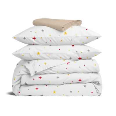 Полуторна постільна білизна з простирадлом на резинці MAGIC STARS