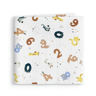Муслінові пелюшки 75x75 NUMBERS ANIMALS