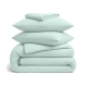 Сімейна преміум постільна білизна муслін з простирадлом на резинці PISTACHIO