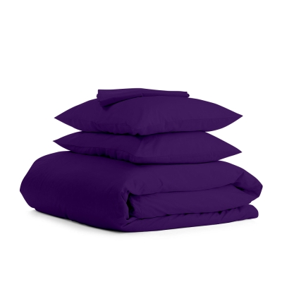 Сімейна постільна білизна з простирадлом на резинці DARK PLUM