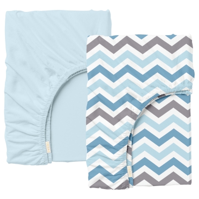 Набір простирадло на резинці 90х200 LIGHT BLUE / BLUE ZIGZAG
