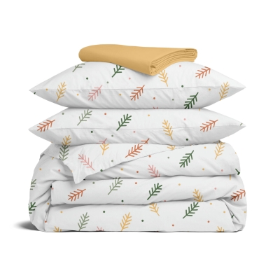 Двоспальна постільна білизна з простирадлом на резинці SUMMER BRANCHES CS1