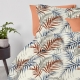 Полуторна постільна білизна з простирадлом на резинці BEIGE FOLIAGE