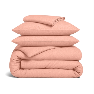 Двоспальна постільна білизна фланель з простирадлом на резинці PEACH CS1