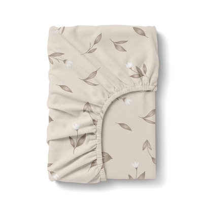Простирадло на резинці фланель 180х200 BEIGE FLORAL