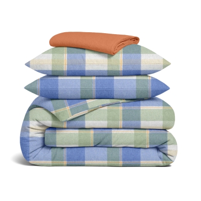 Сімейний комплект фланель з простирадлом на резинці OCEAN TARTAN CS5