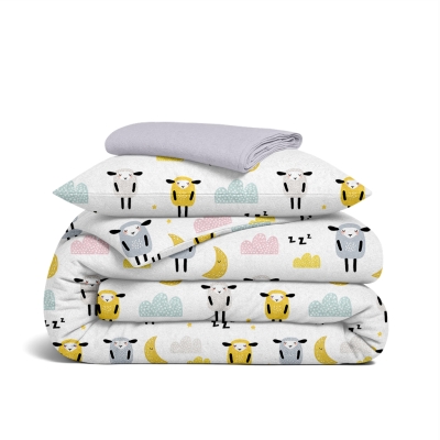 Дитяча постільна білизна фланель в ліжечко SHEEP YELLOW CS3