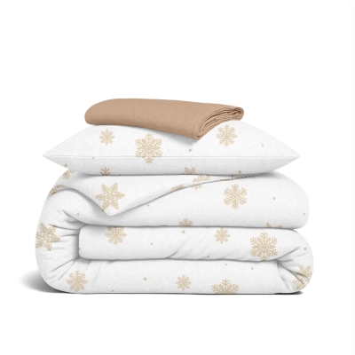 Дитяча постільна білизна фланель в ліжечко SNOWFLAKES GOLD CS2
