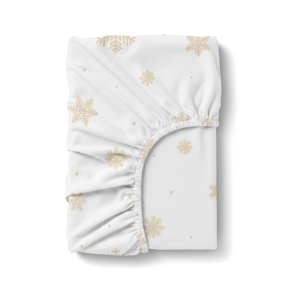Простирадло на резинці фланель 80х160 SNOWFLAKES GOLD