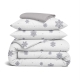 Сімейний комплект фланель з простирадлом на резинці SNOWFLAKES SILVER CS6