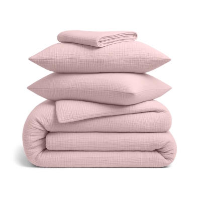 Полуторна постільна білизна муслін з простирадлом на резинці ROSE