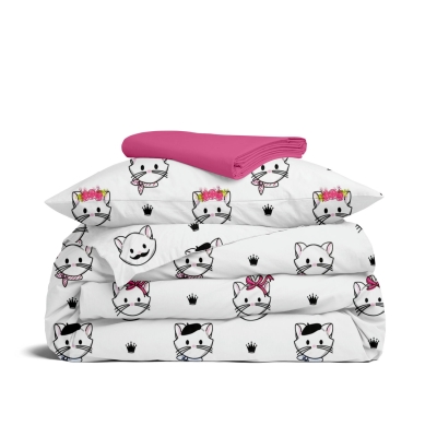 Підліткова постільна білизна з простирадлом на резинці PARIS CATS CS1