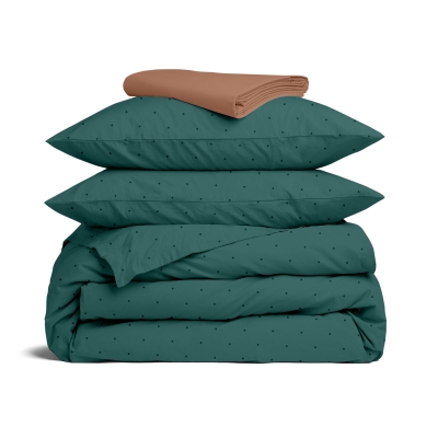 Євро постільна білизна з простирадлом на резинці PETROL CS6