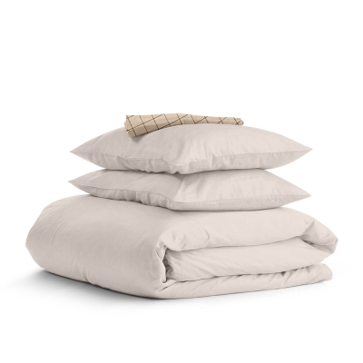 Двоспальна постільна білизна з простирадлом на резинці IVORY CS10