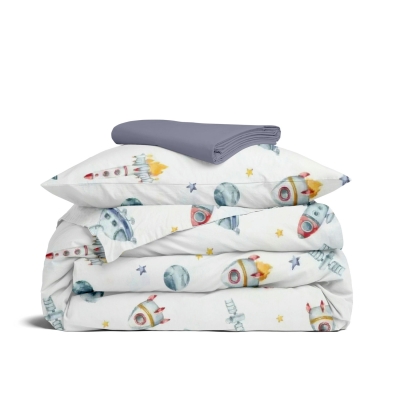 Підліткова постільна білизна з простирадлом на резинці SPACE ROCKET CS7