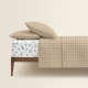 Полуторна постільна білизна з простирадлом на резинці BEIGE GEOMETRY CS11