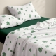 Сімейний комплект фланель з простирадлом на резинці SNOWFLAKES EVERGREEN CS5