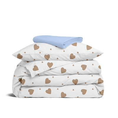 Дитяча постільна білизна в ліжечко BEIGE HEARTS CS2