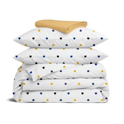 Двоспальна постільна білизна з простирадлом на резинці BRAVE LOVE CS3