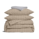 Полуторна постільна білизна з простирадлом на резинці BEIGE GEOMETRY